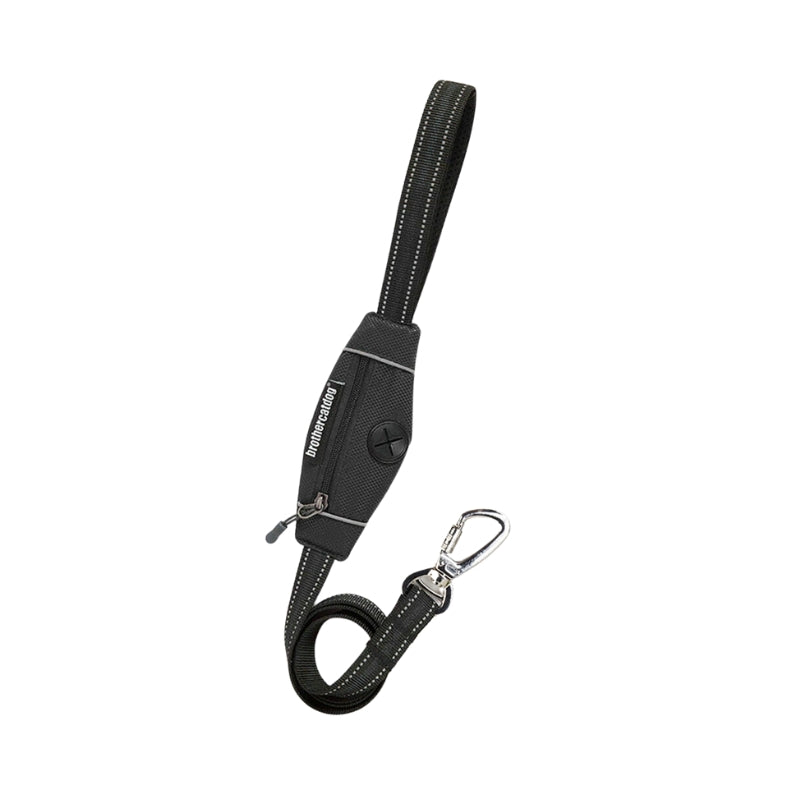 Black Dog Leash with Poop Bag Holder for Practical Walks