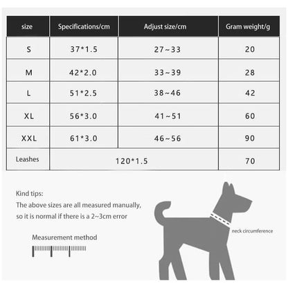 Bling Rhinestone Dog Collar Size Chart