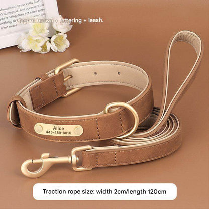 Dog Collar and Leash Brown