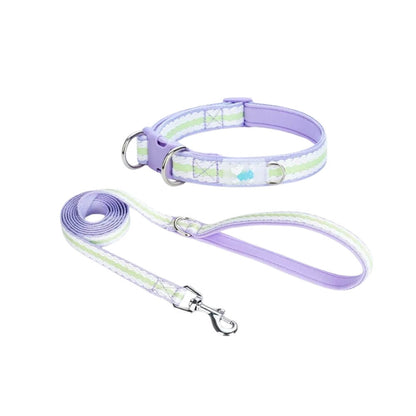 Purple Dog Collar and Leash Set