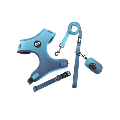 Blue Dog Collar Leash and Harness Sets for Comfortable Walks