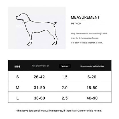 Size Guide for Large Dog Collar