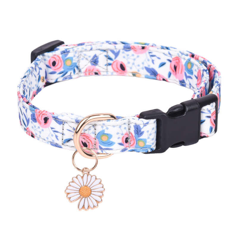 White Girl Dog Collar with Flower