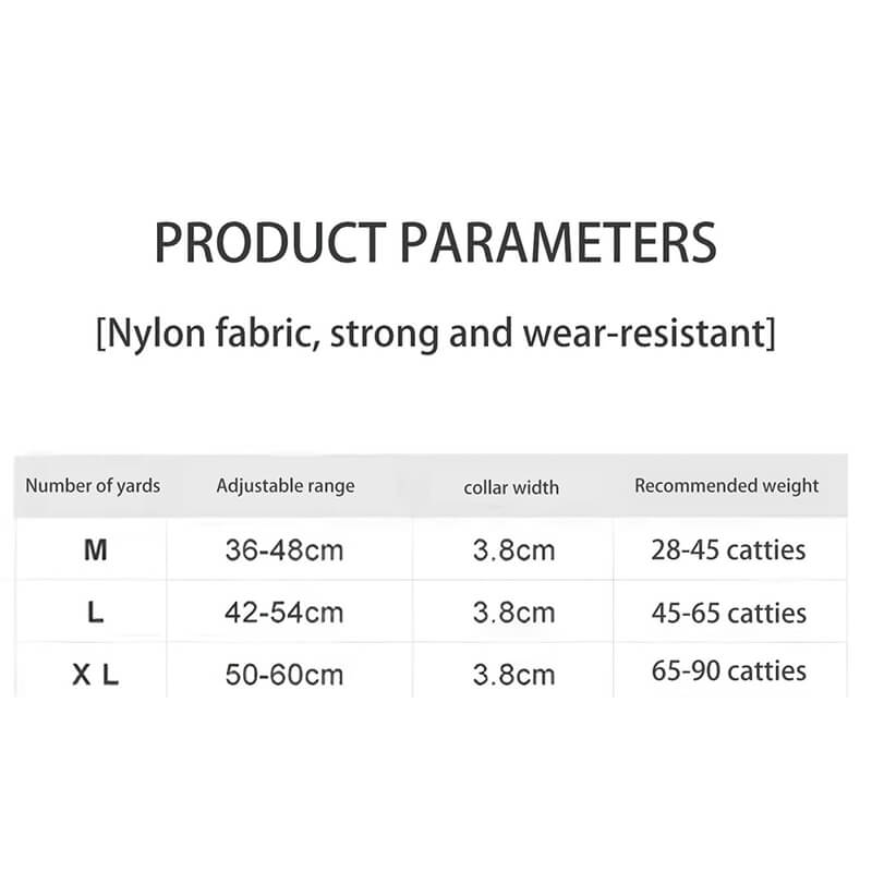 Large Dog Tactical Collar Size Chart