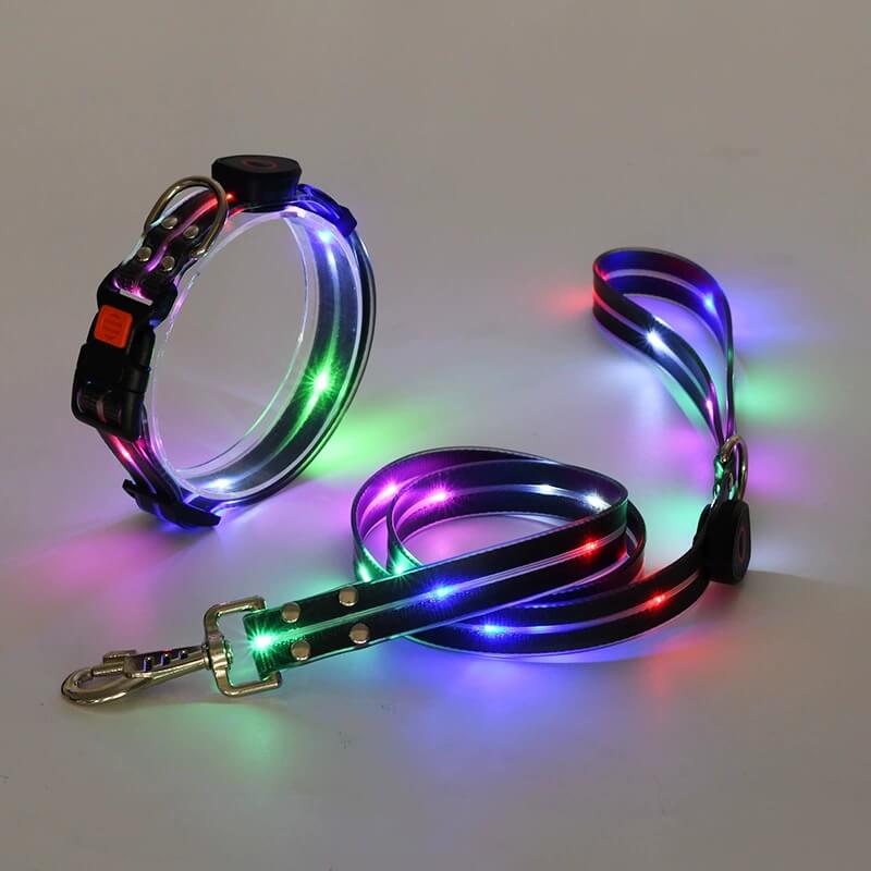 Black Lighted Dog Collars And Leashes