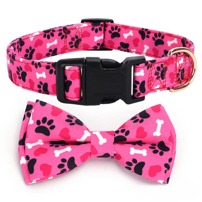 Pink Collar with Paw Print and Bow