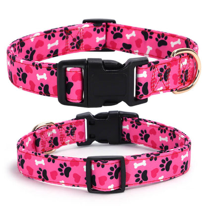 Pink Dog Collar with Paw Print