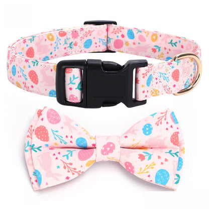 Pink Dog Collar with Strawberry Print and Bow