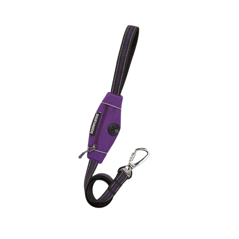 Purple Dog Leash with Poop Bag Holder for Stylish Convenience