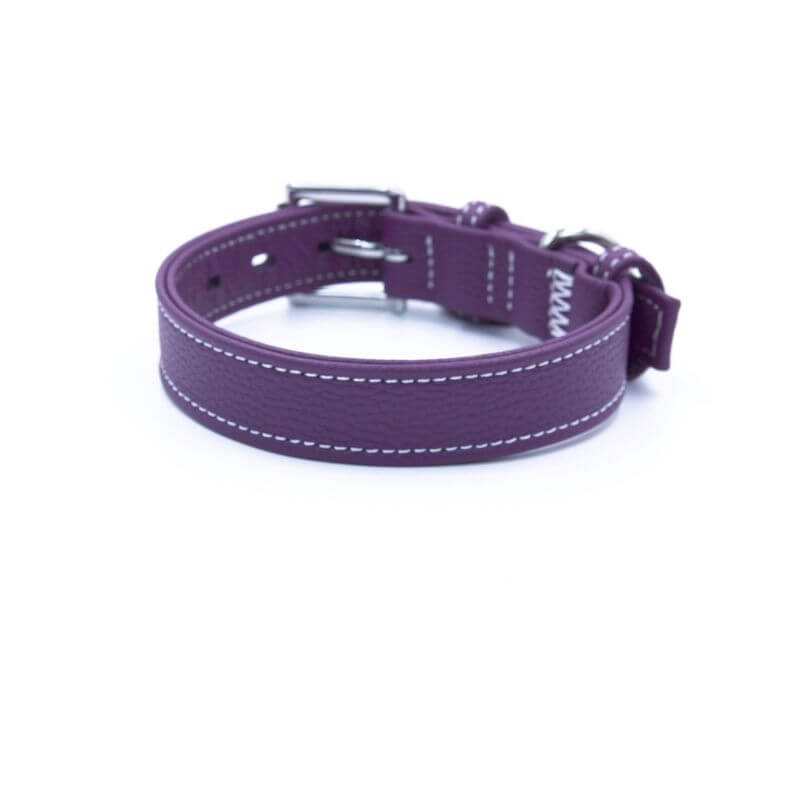 Vibrant Purple Leather Dog Collar