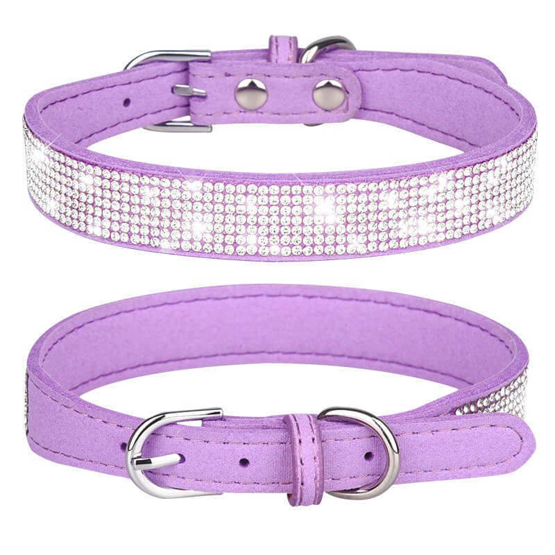 Rhinestone Bling Dog Collars Purple