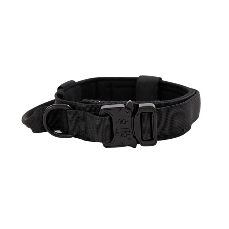 Black Tactical Dog Collar for Large Dogs