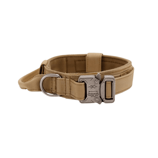 Khaki Tactical Dog Collar for Large Dogs