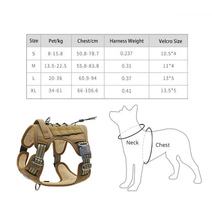 Tactical Dog Harness Size Comparison